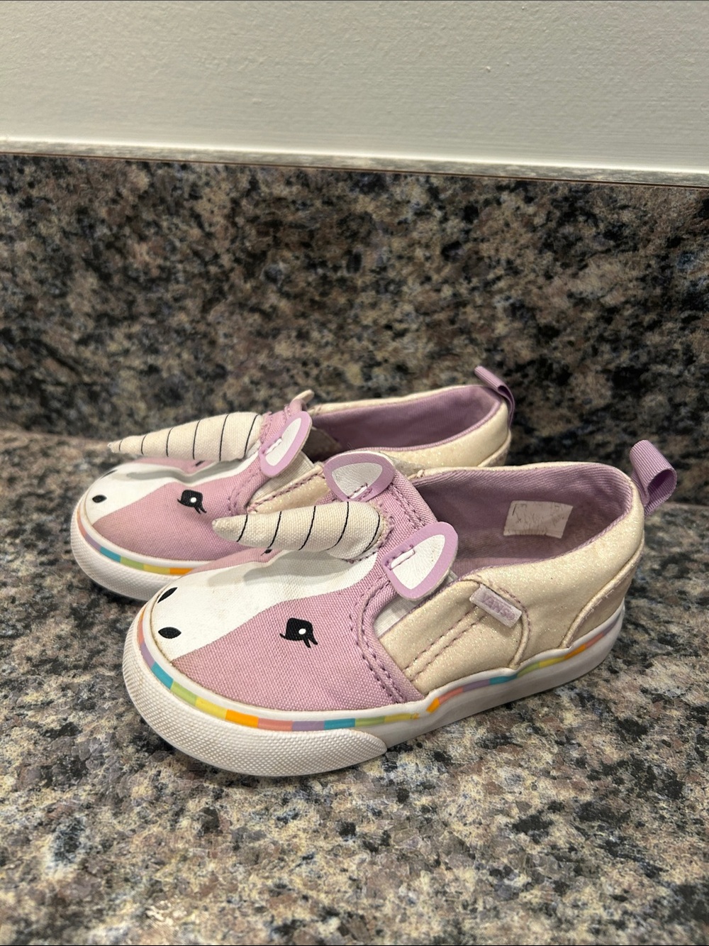 Toddler Unicorn Slip-On Sneakers in Pink and Cream